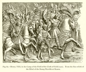 हेनरी VIII ऑफ द फील्ड ऑफ द क्लॉथ ऑफ़ गोल्ड (1520) द्वारा फ्रेंच स्कूल