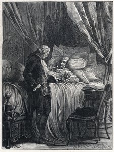 होनोर गेब्रियल (ऑनर-गेब्रियल) रिक्वेटी, काउंट ऑफ मिराब्यू (1749-1791) अपने डॉक्टर, जॉर्जेस कैबैनिस (1757-1808) के साथ 1791 में उनकी मृत्यु पर। द्वारा फ्रेंच स्कूल