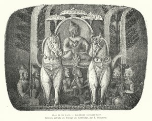 अंगकोर वाट, कंबोडिया के मंदिर से घुड़सवार रथ, आधार-राहत (उत्कीर्णन) द्वारा फ्रेंच स्कूल