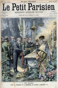 रूस में: "ले पेटिट पेरिसियन" में रूस के सम्राट अलेक्जेंडर III (1845-1894) की कब्र पर राष्ट्रपति एमिल लुबेट (1838-1929) की यात्रा द्वारा फ्रेंच स्कूल