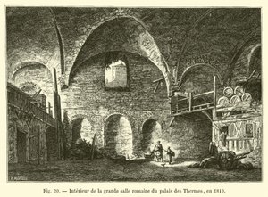 पलास देस थर्मस, 1810 के महान रोमन हॉल का इंटीरियर द्वारा French School