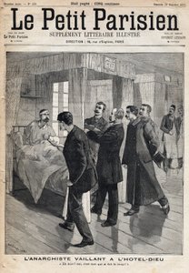 होटल ड्यू में अराजकतावादी अगस्टे वैलेंट (1861-1894) से पूछताछ, जिसने 9 दिसंबर को किए गए हमले को कबूल किया। द्वारा फ्रेंच स्कूल