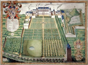 जार्डिन डेस प्लांट्स, पेरिस। 1636 (जल रंग) द्वारा फ्रेंच स्कूल