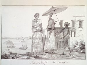 सुरबाया के रास्ते में जावा द्वीप के निवासी, लुई इसिडोर डुपरे द्वारा दुनिया भर में यात्रा से चित्रण, एलएफ लेज्यून द्वारा द्वारा फ्रेंच स्कूल