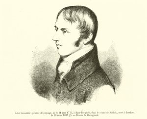 जॉन कॉन्स्टेबल, लैंडस्केप पेंटर, 11 जून, 1776 को ईस्ट-बर्गहोल्ट में, अर्ल ऑफ सफ़ोक में, लंदन में निधन, 30 मार्च, 1837 (उत्कीर्णन) द्वारा फ्रेंच स्कूल