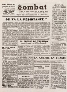 जर्नल कॉम्बैट - नंबर 54 - फरवरी 1944 - संयुक्त प्रतिरोध आंदोलनों का अंग। (गुप्त समाचार पत्र) - प्रतिरोध कहाँ जाएगा द्वारा फ्रेंच स्कूल