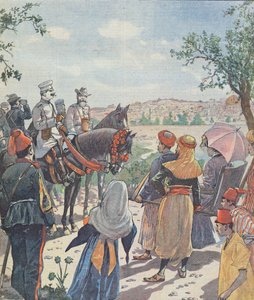 कैसर विल्हेम द्वितीय (1859-1941) की यात्रा फिलिस्तीन के लिए। जेरूसलम में आगमन, एक अखबार से, 2 नवंबर 1898 द्वारा फ्रेंच स्कूल
