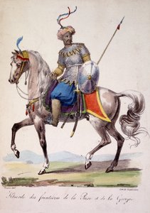 फारस और जॉर्जिया की सीमाओं के खुर्दे योद्धा, 19वीं सदी की शुरुआत द्वारा फ्रेंच स्कूल