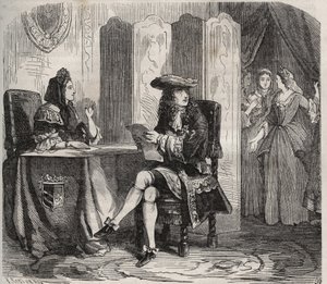 किंग लुई XIV (1638 -1715) और उनकी पत्नी, मेनटेनन का मार्क्विस (फ्रैंकोइस डी औबिग्ने या मैडम डी मेनटेनन) द्वारा फ्रेंच स्कूल