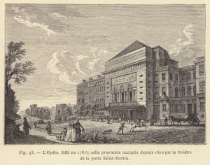1781 में निर्मित ओपेरा, पोर्ट सेंट-मार्टिन (उत्कीर्णन) में थिएटर द्वारा 1802 से कब्जा कर लिया गया अस्थायी कमरा द्वारा फ्रेंच स्कूल