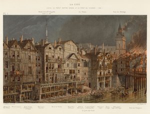 शहर, नॉट्रे-डेम ब्रिज और पोंट एयू चेंज, 1621 के बीच द्वारा फ्रेंच स्कूल