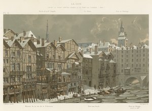 शहर, नॉट्रे-डेम ब्रिज और पोंट एयू चेंज, 1650 के बीच द्वारा फ्रेंच स्कूल