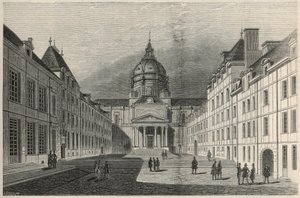 19वीं शताब्दी में पेरिस में ला कौर डे ला सोरबोन - एडमंड टेक्सियर 1852 द्वारा "झांकी-डी-पेरिस" में उत्कीर्णन द्वारा फ्रेंच स्कूल