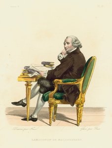 Lamoignon de Malesherbes (रंगीन उत्कीर्णन) द्वारा फ्रेंच स्कूल