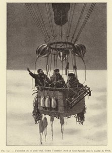 15 अप्रैल, 1875 की चढ़ाई, जेनिथ टोकरी में गैस्टन टिसैंडियर, सिवेल और क्रोस-स्पिनेली (उत्कीर्णन) द्वारा फ्रेंच स्कूल