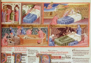 लाट 8846 f.106 हेब्रिका रोमाना गैलिका से स्वर्ग और लालची आदमी को नर्क ले जाया जा रहा है द्वारा फ्रेंच स्कूल