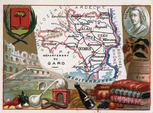 ले गार्ड (30), लैंगेडोक-रूसिलन (लैंगेडोक रूसिलॉन), फ्रांस - स्थानीय विशेषता: ओउ डे वी (आसवन उपकरण) और वाइन - जीन-पियरे-क्लारिस (जीन पियरे क्लेरिस) डी फ्लोरियन (1755-1794) का पोर्ट्रेट - सेरी फ्रेंच विभागों पर - Chromoli Ch द्वारा फ्रेंच स्कूल
