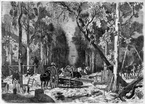 1870 में पेरिस में ले बुचेरोन या जार्डिन डी लक्ज़मबर्ग - 1870 से उत्कीर्णन द्वारा फ्रेंच स्कूल