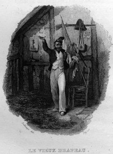 पियरे जीन डे बेरंगर (1780-1857), फ्रांसीसी कवि और गीतकार द्वारा "" वर्क्स कम्प्लीट "" (1834) में पुराना झंडा चैनसन डी बेरेंजर। द्वारा फ्रेंच स्कूल