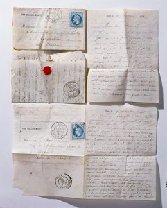 1871 की घेराबंदी के दौरान गुब्बारे द्वारा पेरिस भेजे गए पत्र द्वारा फ्रेंच स्कूल