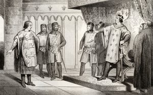 लुइस VIII (1187-1226) लॉयन ने अपने दुश्मन हेनरी III (1207-72) से इंग्लैंड का एक दूत प्राप्त किया, जिसे कोलार्ट द्वारा &39;हिस्टोइरे डी फ्रांस&39; से प्रकाशित किया गया था, c.1840 प्रकाशित द्वारा फ्रेंच स्कूल