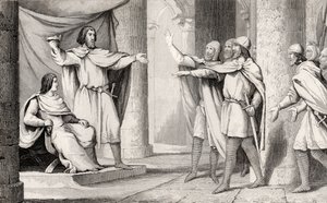 लुइस वी (967-87) लोफर ने अपने अनुयायियों को कोलार्ट द्वारा &39;हिस्टॉयर डी फ्रांस&39; से अपना ताज दिखाया, c.1840 द्वारा फ्रेंच स्कूल