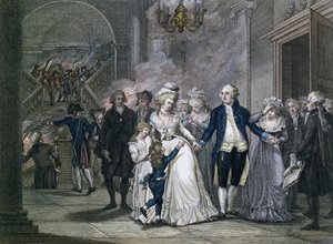 लुईस XVI (1754-93) अपने परिवार के लिए विदाई, 20 जनवरी 1793, रेइनियर विंकेल्स (1741-1816) और डैनियल व्रीडैग (1765-1822) द्वारा उत्कीर्ण द्वारा फ्रेंच स्कूल