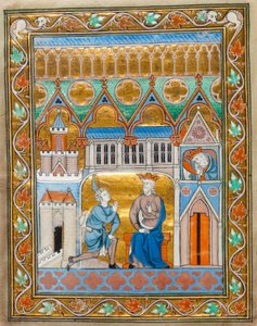 MS 300 fol.IIIv राजा डेविड ने फ्रांस के इसाबेल के Psalter- घंटे से, Abs25oms डेथ की खबर प्राप्त की, c.1255 द्वारा फ्रेंच स्कूल