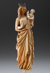 मैडोना एंड चाइल्ड, c.1260-1290 (आइवरी और मेटल) द्वारा फ्रेंच स्कूल