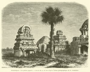 महाबलीपुर, छोटा शिवालय (उत्कीर्णन) द्वारा फ्रेंच स्कूल