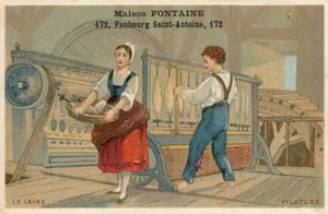 Maison Fontaine व्यापार कार्ड, ऊन कताई द्वारा फ्रेंच स्कूल