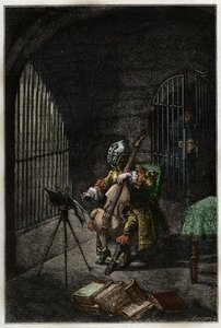 आयरन मास्क में आदमी, जेल में सेलो बजा रहा है - आयरन मास्क में आदमी (1703 में मृत्यु हो गई) उसकी जेल में सेलो बजा रहा है - जूल्स मिशेल द्वारा "" हिस्टोइरे डी फ्रांस "" से उत्कीर्णन - 1876-1877 - द्वारा फ्रेंच स्कूल