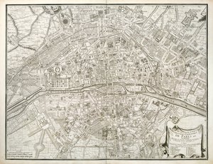 पेरिस का नक्शा, पेरिस के लॉटलस से जीन डे ला कैले द्वारा, 1714