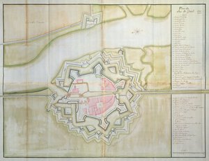 सास वैन जेंट का नक्शा, नीदरलैंड, 1747 (कागज पर कलम, स्याही और डब्ल्यूसी) द्वारा French School