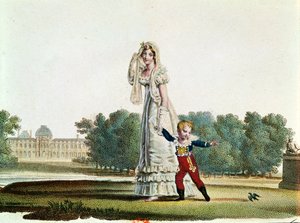 मैरी लुईस (1791-1847) और रोम के राजा (1811-32) ट्यूलरीज महल के सामने द्वारा फ्रेंच स्कूल