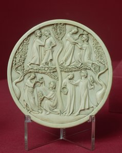 दरबारी दृश्यों को दर्शाने वाला आईना केस, c.1320-30 (206960 भी देखें) द्वारा फ्रेंच स्कूल