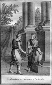 एरिस्टाइड द धर्मी (प्राचीन यूनानी एरिस्टाइड्स), एक एथेनियन राजनेता, वी। एलोपेस की मृत्यु में 550, 467 की मृत्यु हो गई। "" प्राचीन इतिहास की सुंदरियां या महान पुरुषों की यादगार "" द्वारा फ्रेंच स्कूल