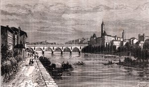 Montauban - Langedoc-Roussillon-Midi-Pyrenees - V.-A द्वारा "ला फ्रांस इलस्ट्रेशन: भूगोल, इतिहास, सांख्यिकीय प्रशासन" में उत्कीर्णन। माल्ट-ब्राउन। १८८४ द्वारा फ्रेंच स्कूल