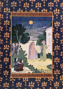 चंद्रमा का सौंदर्य, अरब नाइट्स का चित्रण, 1895 (रंग उत्कीर्णन) द्वारा फ्रेंच स्कूल