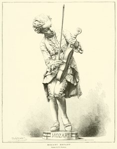 एक बच्चे के रूप में मोजार्ट, एम बैरियास की मूर्ति (उत्कीर्णन) द्वारा फ्रेंच स्कूल