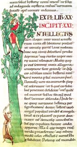 Ms 173 f.41 हिस्ट्रीशीटेड प्रारंभिक मैं एक भिक्षु और एक लेप को काटते हुए और एक पेड़ को काटते हुए दिखा रहा था, मोरेलिया से जॉब में पोप ग्रेगरी द ग्रेट द्वारा द्वारा फ्रेंच स्कूल