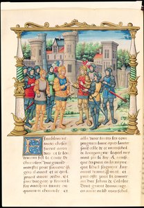 सुश्री 18 f.32v लुईस इलेवन और चार्ल्स के बीच की संधि की वार्ता द्वारा फ्रेंच स्कूल
