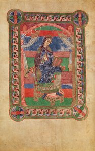सुश्री 250 fol.43v सेंट Radegund (518-87) एक सिंहासन पर, सेंट Radegund के जीवन से द्वारा फ्रेंच स्कूल