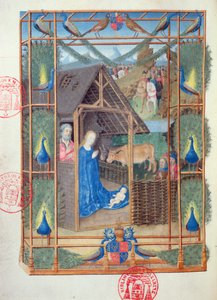 सुश्री ४ with३ मोर के साथ नाट्य, हेयर्स डे चार्ल्स डी फ्रांस से लघु, c.1466-69 द्वारा फ्रेंच स्कूल
