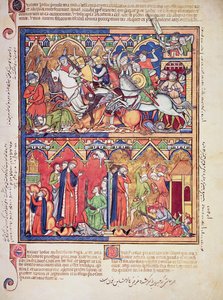 मॉर्गन पिक्चर बाइबल से सुश्री एम 638 fol.10r जोशुआ, c.1244-54 द्वारा फ्रेंच स्कूल