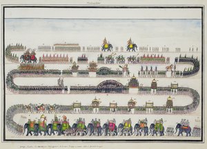 मुहर्रम समारोह, फैजाबाद, 1772 में द जेंटिल एल्बम से, 1774 में प्रकाशित द्वारा फ्रेंच स्कूल