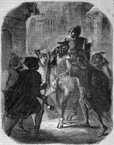 वालोइस के लुई प्रथम की हत्या, ऑरलियन्स के ड्यूक (१३७२ - १४०७) ओल्ड रुए डू मंदिर में जीन सैन्स पेपुर द्वारा - हिस्टोइरे डी फ्रांस में "" एल.पी. एंक्वेटिला द्वारा फ्रेंच स्कूल