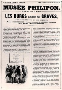 विक्टर ह्यूगो (1802-85) के नाटक 'लेस बरग्रेव्स' (1843) का कैरिकेचर 'म्यूसी फिलिपॉन', c. 1843 (उत्कीर्णन) द्वारा फ्रेंच स्कूल