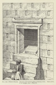 नक्ष-ए-रुस्तम, प्रवेश और झुके हुए विमान को फनरी टॉवर द्वारा फ्रेंच स्कूल