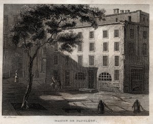 Ajaccio (कोर्सिका) में नेपोलियन बोनापार्ट का मूल घर - नेपोलियन बोनापार्ट का जन्मस्थान a Ajaccio en Corsica - "" सुरम्य इटली "से उत्कीर्णन - इटली की ऐतिहासिक और वर्णनात्मक पेंटिंग" M. de Norvins, Ch द्वारा। नोडियर 1834-1836। द्वारा फ्रेंच स्कूल